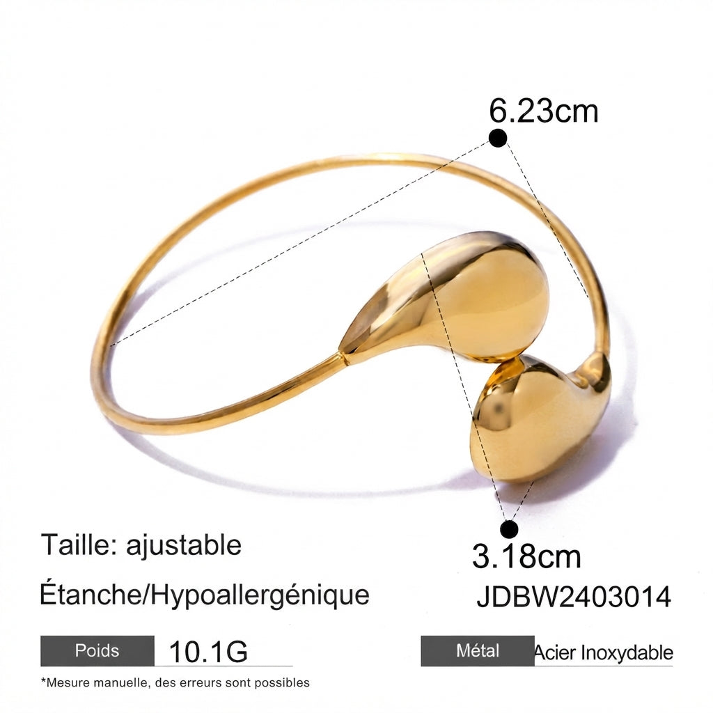 Bracelet Jonc ajustable - Bras et Poignet en Acier inoxydable