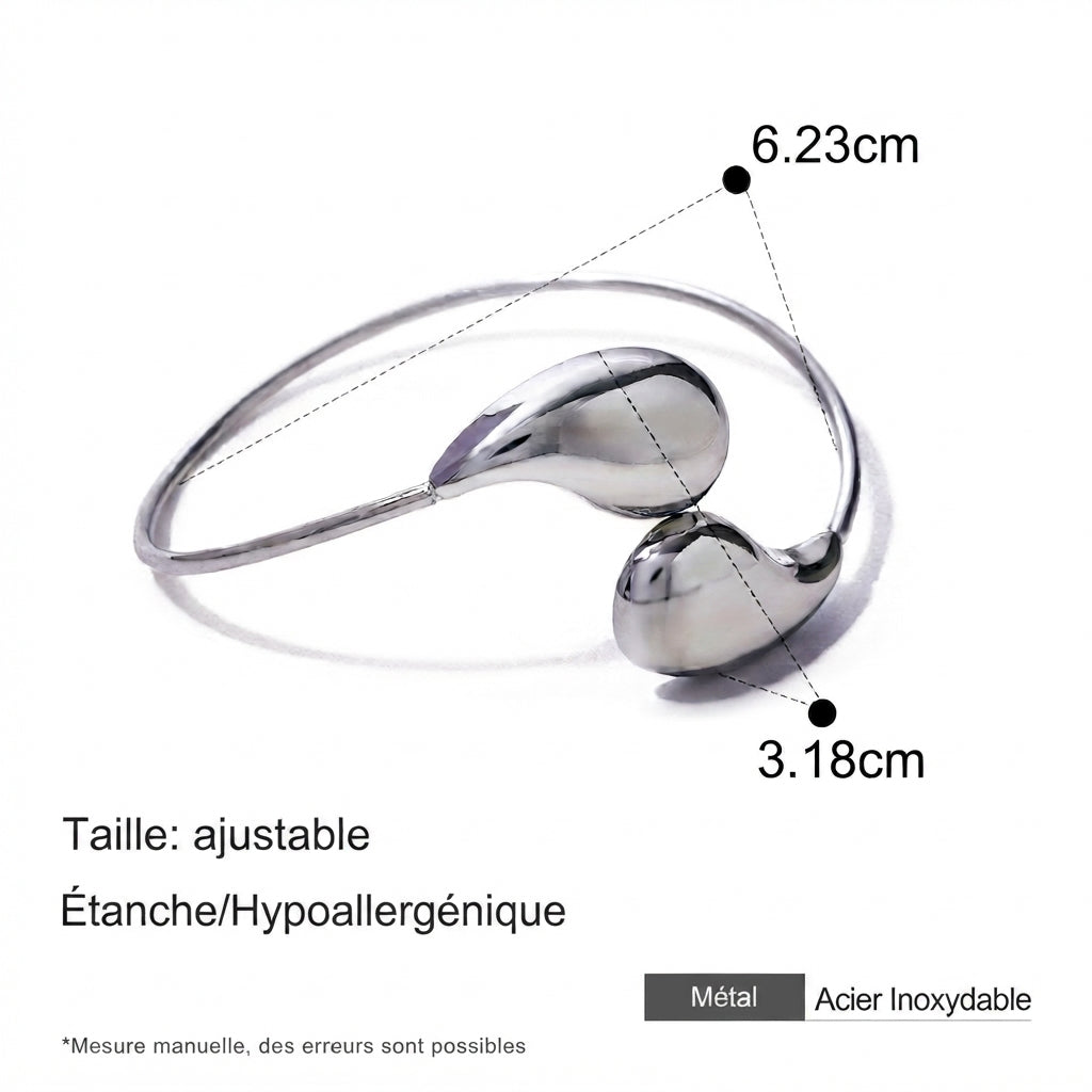 Bracelet Jonc ajustable - Bras et Poignet en Acier inoxydable
