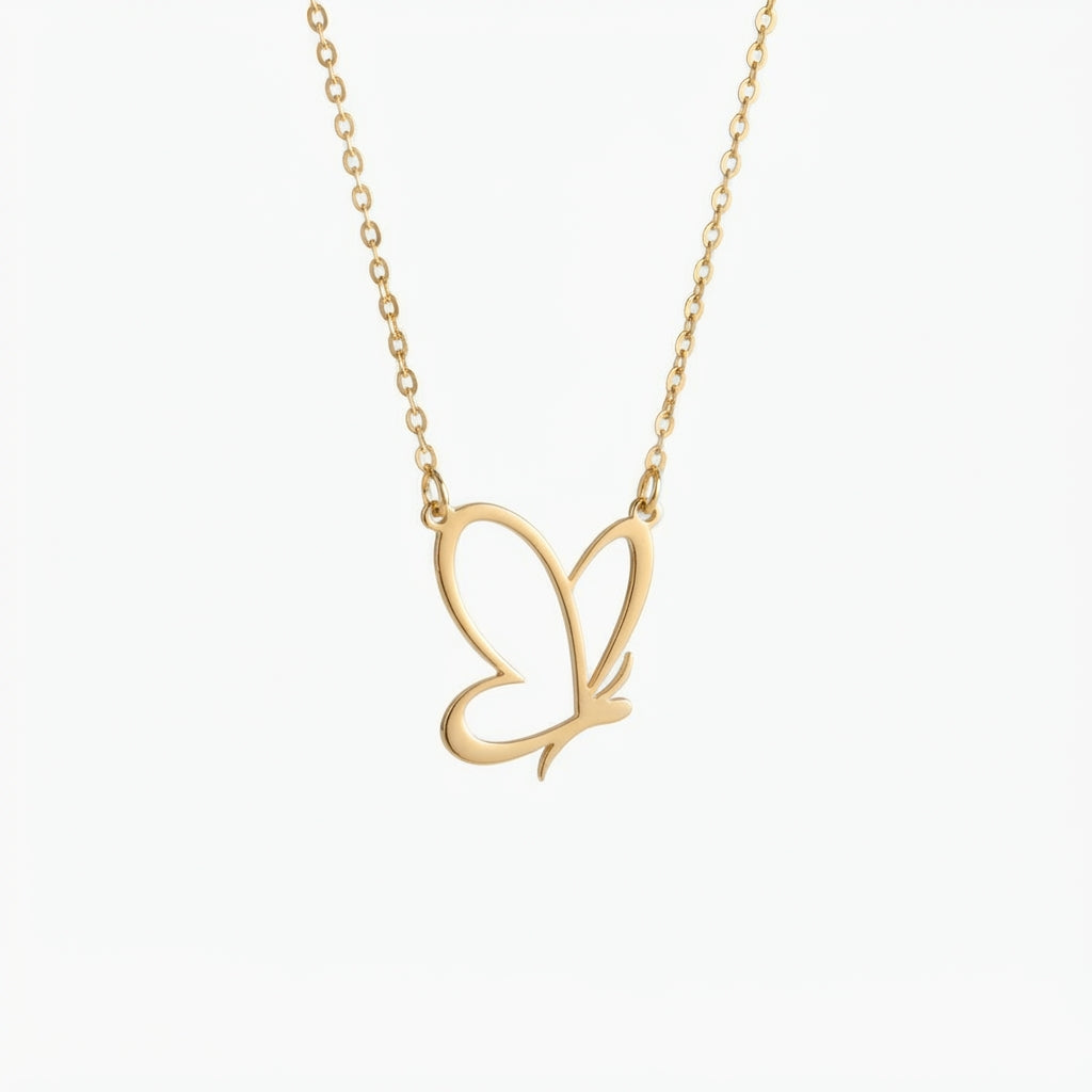 Collier Papillon Doré — Acier Inoxydable