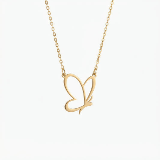 Collier Papillon Doré — Acier Inoxydable