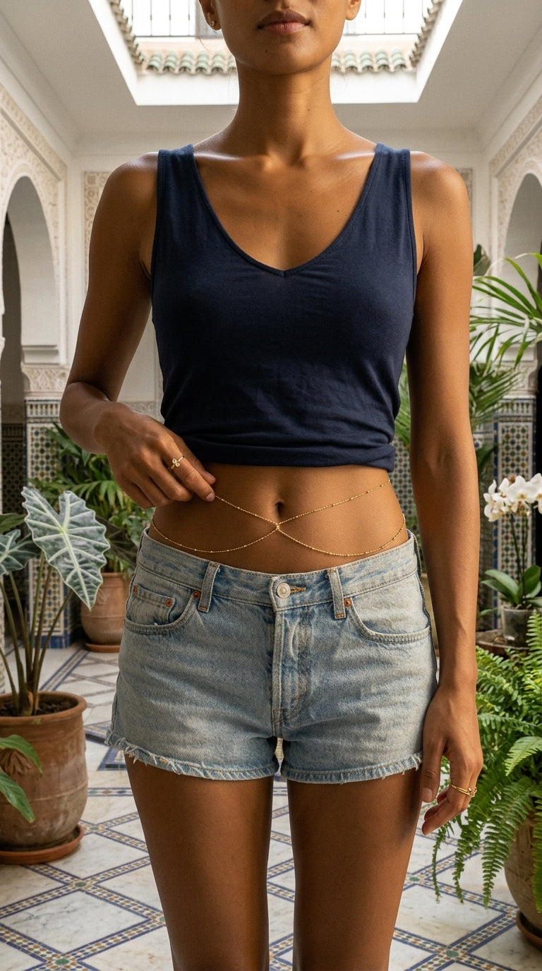 Chaîne de Taille Dorée — Pendentif Cœur Acier Inoxydable