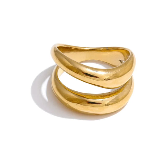 Bague double rang dorée en acier inoxydable Zistwar Jewels