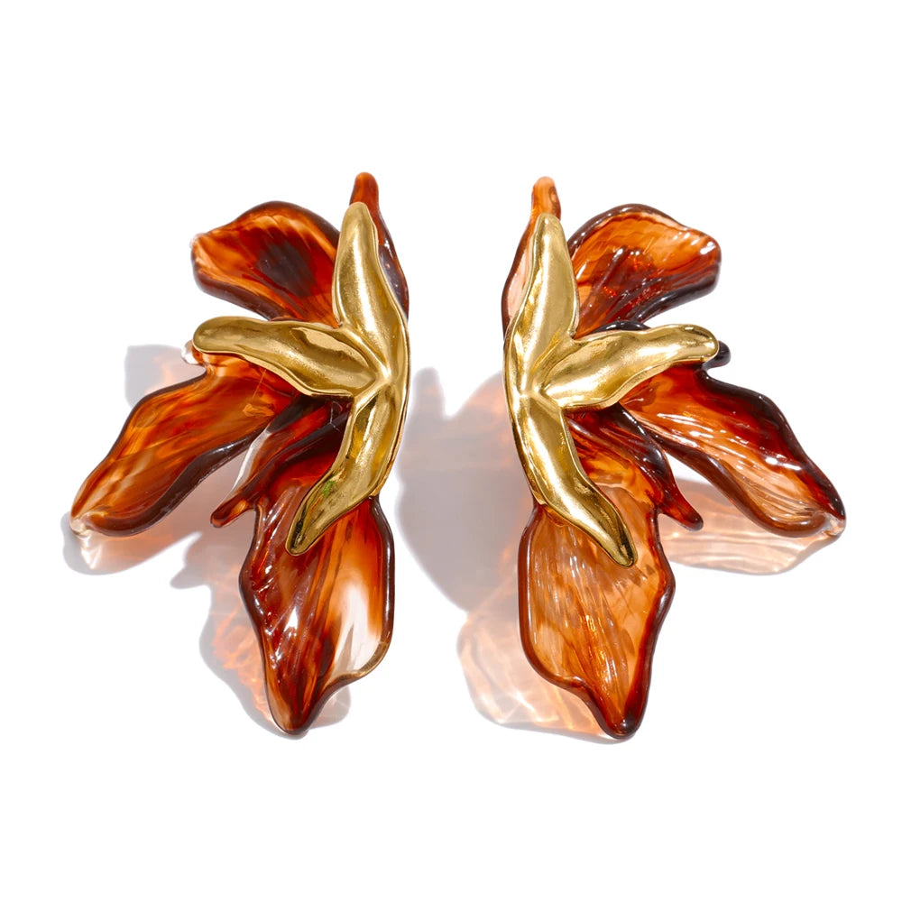 Boucles d'oreilles fleur ambre des tropiques Zistwar Jewels