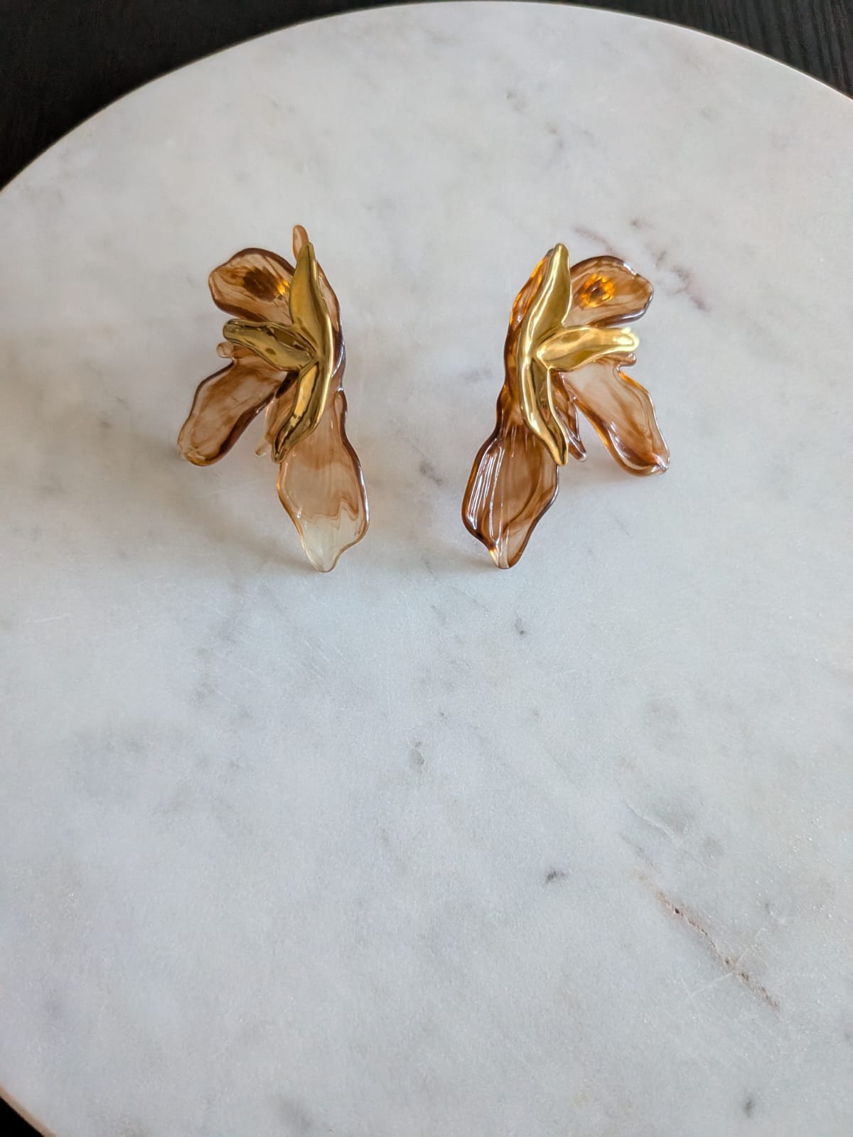 Boucles d'Oreilles Fleur Ambre des Tropiques